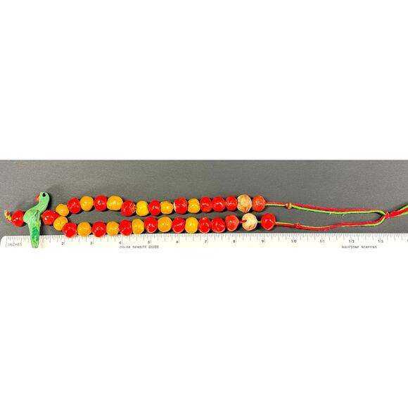 Vintage Ethnic Handmade Clay Bead Necklace with Parrot Pendant - Picture 6 of 8